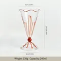 Elegante copa de champán de 17 cm con rayas naranja coral y un diseño de borde ondulado - 240ml (Height 17cm) / Red (bz2166)