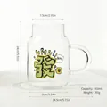Großer 800-ml-Glasbecher mit kreativem Grafikdruck und rundem Griff für den täglichen Gebrauch - Glücksstil (Fa) / Transparent