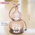 Handcrafted pink gourd-shaped glass wine bottle 570ml capacity with stopper and cord - 570ml Pack / Pink