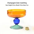 Mid-century modern style colorful glass incense burner and candle holder in champagne hue - Top 10cm x Height 9.5cm x Bottom 7cm / Champagne Patchwork With 9-Hole Insert