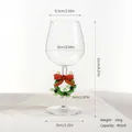 Kerstkrans wijnglas met rode strik 450ml inhoud 21cm hoogte - Kerstkrans Stijl / 450ml