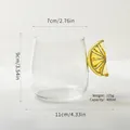 Transparent glass cup with 3D lemon slice handle, weight 125g and 400ml capacity - 400ml / Lemon Cup