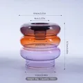 Portavelas y mini jarrón retro de cristal de colores con anillos apilados en morado y naranja - Estilo Apilado Acanalado (zt2072) / Púrpura y Café
