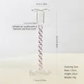 Elegant pink spiral glass candlestick holder with detailed dimensions for home decor - Petal High Candlestick / Pink