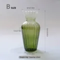 Elegant Nordic striped green glass vase size B with dimensions and 470ml capacity - Style B / Height 15cm