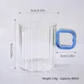 Striped high borosilicate glass coffee mug with unique blue handle 400ml capacity - 400ml / Blue Square Handle