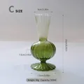 Vintage green striped glass bud vase for hydroponic plants and chic home table decor - Style C / Height 15cm