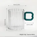Minimalist striped borosilicate glass mug with a unique green handle, 400ml - 400ml / Lake Green Square Handle