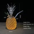 Creative pineapple shaped glass cocktail cup with relief texture and glass straw - Pineapple Cup (With Straw)