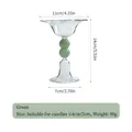 Elegante portacandele europeo in vetro con stelo verde per candele da 4cm o 2cm - Candeliere a Doppio Uso (zt2083) / Verde