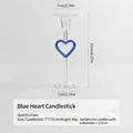 Elegante portavelas de vidrio azul con forma de corazón para bodas y decoración - Corazón azul