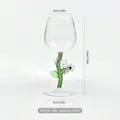 Elegant plant-themed flower wine glass with a green stem and 300ml capacity display - Pink Floral / 300ml