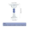 Portacandele in vetro stile europeo con stelo a perle blu per candele da 2cm e 4cm 90g - Candeliere a Doppio Uso (zt2083) / Blu