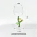 300ml elegant glass goblet featuring a unique green flower and leaf shaped stem - Yellow Floral / 300ml