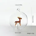 Transparent glass Christmas ball ornament with amber deer and dimensions, 8cm - Deer
