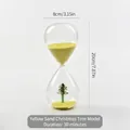 30-minute glass hourglass timer with yellow sand and miniature Christmas tree - s2085 3D Tree Hourglass - Golden Sand / Christmas Tree / 30-Minute Timer / Gold Yellow