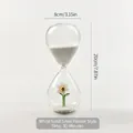 Elegant 30-minute glass hourglass timer with decorative white flower and white sand - s2085 3D White Flower Hourglass - White Sand / Flower / 30-Minute Timer / White