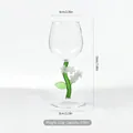 Elegant 300ml floral wine goblet featuring a green stem and white flower details - White Flower / 300ml