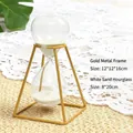 Modern Nordic gold metal frame hourglass with white sand for 30-minute timing desk decor - White