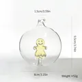 Clear Christmas glass ball ornament with internal gingerbread man figure 8cm size - Gingerbread Man