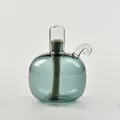 Minimalist spherical blue-tinted glass oil lamp with clear windproof chimney cover - Lake Green