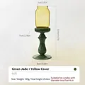 Eleganter Zen Glas Kerzenhalter in Grün mit gelbem Schirm, Gesamthöhe von 23,8 cm - Retro Bunter Kerzenhalter (Jadegrün + Gelber Schirm)