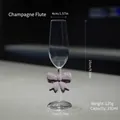 Elegant high borosilicate champagne flute glass with unique purple bowknot stem detail - 230ml / Pink Bow Champagne Flute Style B