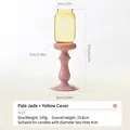 Eleganter Glaskerzenhalter in Rosa und Gelb, 23,8 cm hoch, für Zen-Dekoration - Retro Bunter Kerzenhalter (Jadepink + Gelber Schirm)