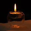 Elegant geometric glass candle holder with warm lit candle for romantic home wedding decor - Rhombus Style / 5X6CM