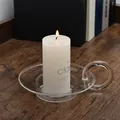 Elegant transparent glass candle holder with ring handle for minimalist home decor - Transparent Handle Candlestick (Without Accessories)
