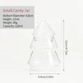 Small Christmas tree shaped glass candy jar with lid for holiday storage and decor - S
