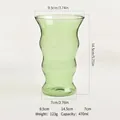 Heat-resistant green wavy borosilicate glass cup with detailed dimensions 470ml - No Handle / 470ML / Light Green