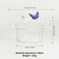 Elegant clear glass butterfly salad bowl 260ml with wavy rim and product dimensions - Butterfly Style (Butterfly Salad Bowl) / 260ml (14.5x10x5.5cm)