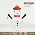Clear snowman glass jar with red hat lid, small size 18cm, Christmas candy storage - Snowman / S / Clear