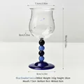 Copa de vino francesa vintage con tallo de cuentas azules y puntos, capacidad 300 ml - 300ml / Azul
