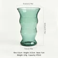 Green wavy textured high borosilicate glass cup with 470ml capacity for water or coffee - No Handle / 470ML / Dark Green