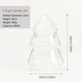 Large Christmas tree shaped glass candy jar with lid for holiday storage and decor - L