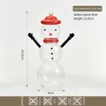 Large transparent glass snowman candy storage jar with red hat for Christmas decor - Snowman / L / Clear