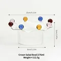 Crown shaped glass dessert bowl with colorful beads, 176ml capacity for ice cream - Crown Style (Crown Salad Bowl - Size M) / 176ml (13x8x5cm)