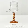 Elegante copa de champán vintage francesa con tallo de cuentas ámbar para cócteles - 300ml / Champán
