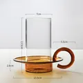 Amber and clear glass candle holder with handle and dimensions - Amber Handle Candlestick + Transparent Cover (Without Candle)