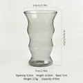 Sleek wavy grey borosilicate glass drinking cup with 470ml capacity and markings - No Handle / 470ML / Gray