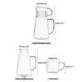 Heat-resistant borosilicate glass pitcher set with 1200ml carafe and 300ml cup - Pitcher and Cup Set / 1200ml+300ml