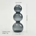 Vase à bulles minimaliste en verre gris élégant de 310ml avec hauteur de 17cm - Design à Trois Boules Empilées / Gris Élégant