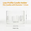 M size clear glass candle holder with three internal tealight slots and dimensions. - Medium Low Style (Without Accessories) / Triple Slot