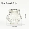 Transparent owl-shaped glass candle holder for home decor, 9cm x 9cm dimensions - Owl Candle Holder / Transparent Glossy