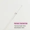 Wiederverwendbarer gebogener Glasstrohhalm mit einem rosa Herz-Ornament 20cm Länge - Gebogenes Rohr / Rosa Herz