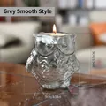 Grey smooth owl glass tea light candle holder for home decor and dinner parties - Owl Candle Holder / Grey Glossy