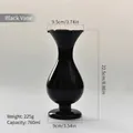 Elegant black glass vase with ruffled rim in French mid-century style, 22.5cm - Vintage Vase (hp2083) / Black