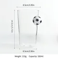 550ml transparenter Glas-Bierkrug mit eingebettetem Fußball-Design - 550ml / Transparent (3D Fußball Dekoration)